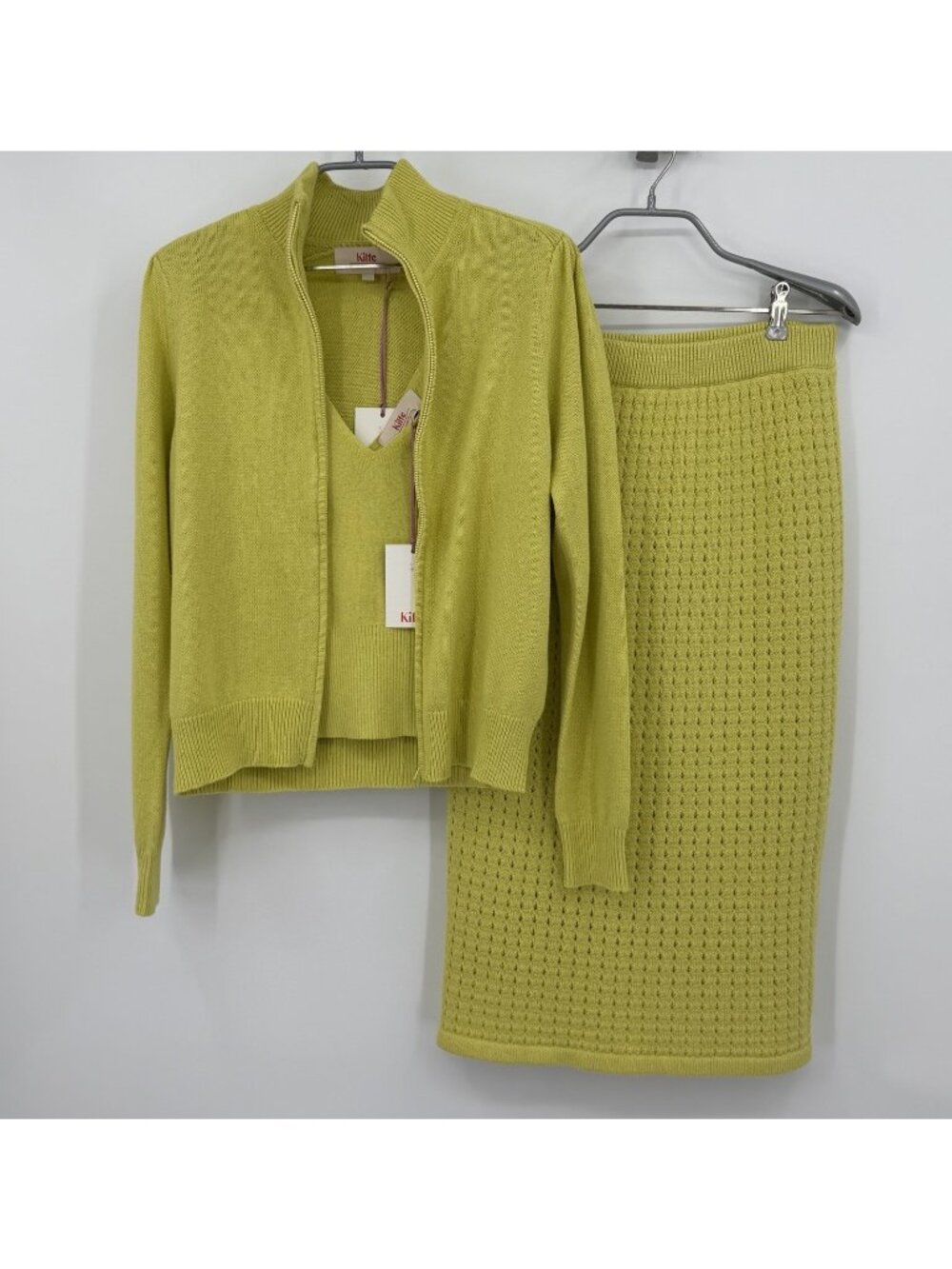 Kilte Collection Cotton-Cashmere Full Zip Jacket, Tank, Skirt Matching Set L-XL